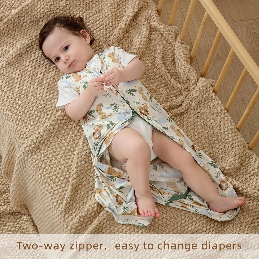 Unisex Baby Stretchy Jungle Themed Sleep Gown Wearable Blanket Size Small (0-6m)